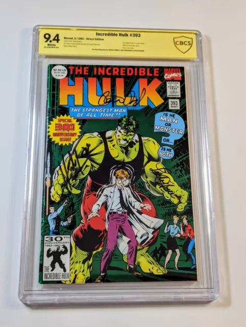 Incredible Hulk 393 CBCS 9.4 Triple Signed Herb Trimpe Peter David Lou Ferrigno