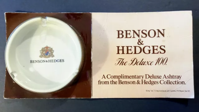 Benson And Hedges Vintage Ceramic Ashtray With Gold Trim Sealed Ad Package.