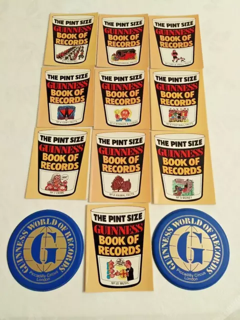 Pint Size Guinness Book Of Records,  Full set, no. 1-10 and 2 Guinness Mats