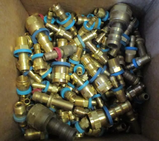 Eaton Hydraulic Hose Brass Scoketless Push-On Fittings totaling 140 fittings 2