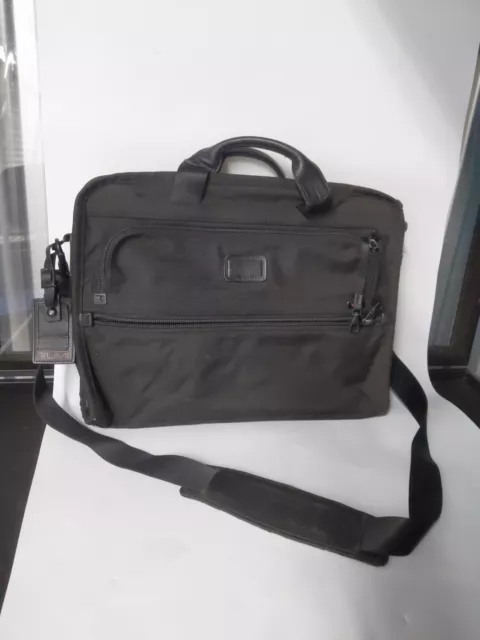 Tumi Alpha Slim Laptop Shoulder Bag 26111DH Leather Nylon Canvas Briefcase Black
