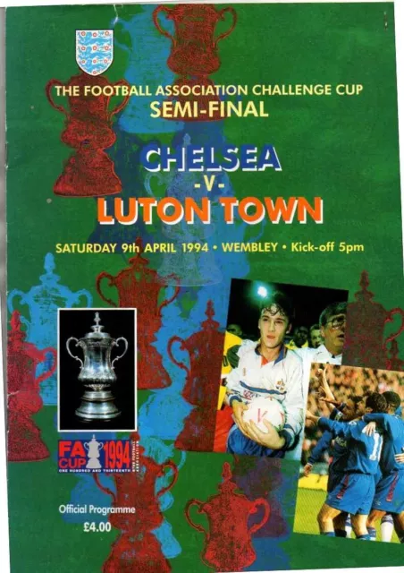 93/94 Chelsea V Luton Town (Fa.cup Semi Final)(With Match Ticket)