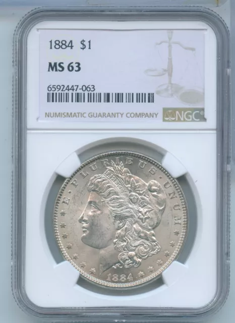 1884-P Morgan Silver Dollar $1 NGC MS63 Philadelphia Mint - KR596