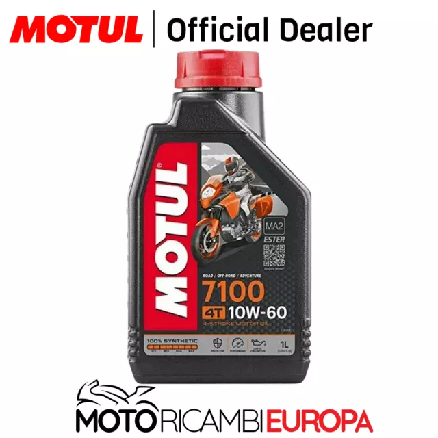 Motul 7100 4T 10W60 100% Sintetico Ma2 Estere Olio Motore 1L