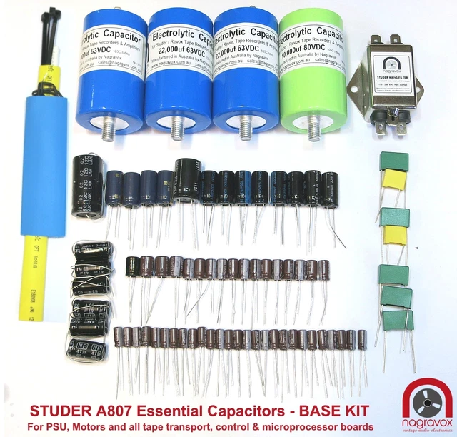 STUDER A807 TAPE recorder ESSENTIAL capacitor upgrade overhaul kit