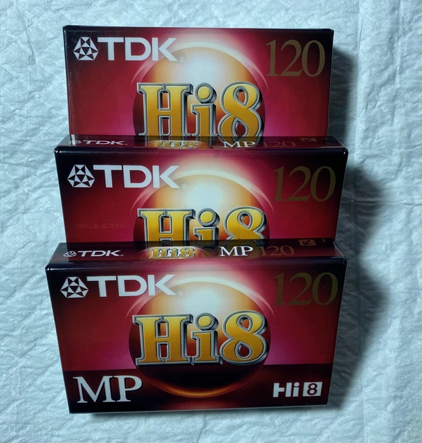 3 cintas de casete de video en blanco para videocámara TDK Hi8 MP 120 min (P6-120H8MP)