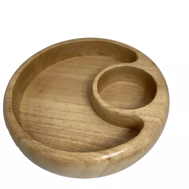 Crate and Barrel Round Chip N Dip Wooden Bowl