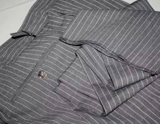 Polo Ralph Lauren Italy Mens Dress Pants Gray Pinstripe Flat Front Adjustable 37