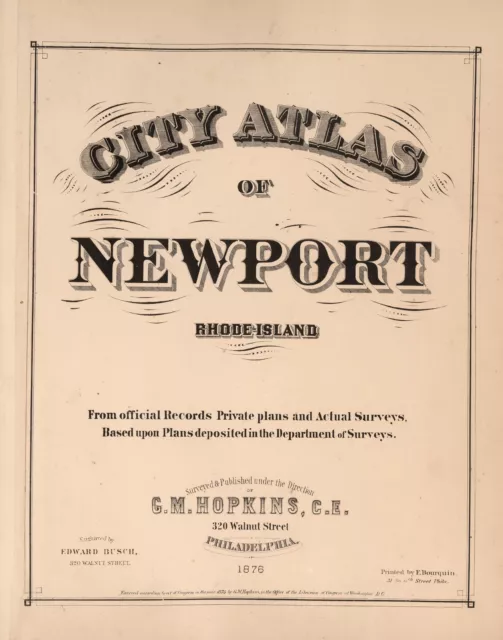 1876 Atlas NEWPORT CITY RHODE ISLAND plat maps old GENEALOGY LAND OWNERS DVD