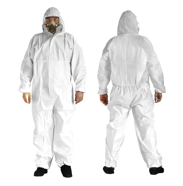Einweg-Overall Aus PP – Schutzanzug Weiß, Atmungsaktiv, Type 5-B/6-B, Für Maler & Lackierer