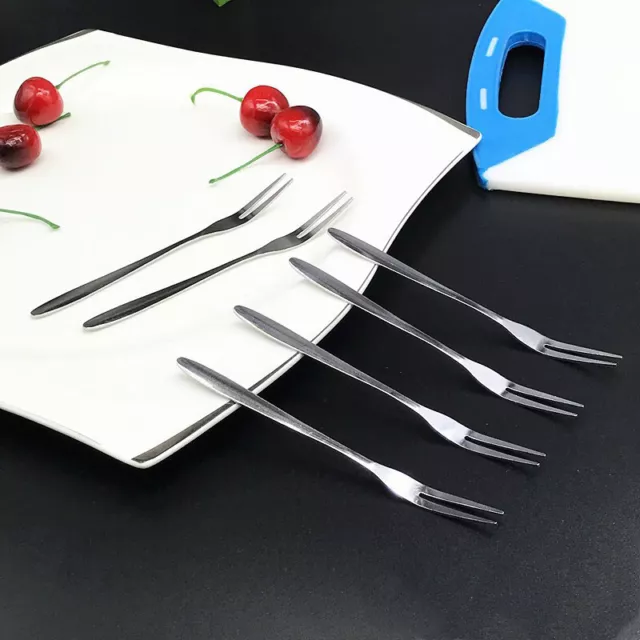 6pcs creative stainless steel fruit sign two tooth fork cake dessert fork