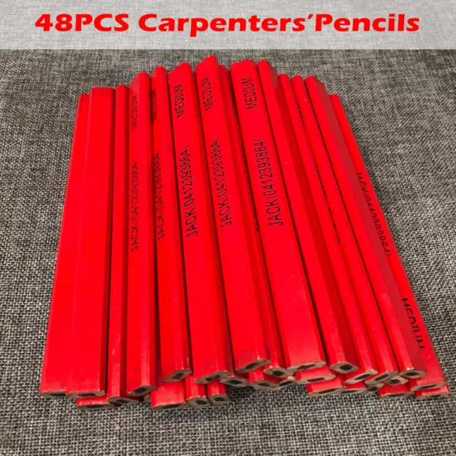 48pcs 175mm Carpenters Pencils Wood Working Carpentry Builders Pencil
