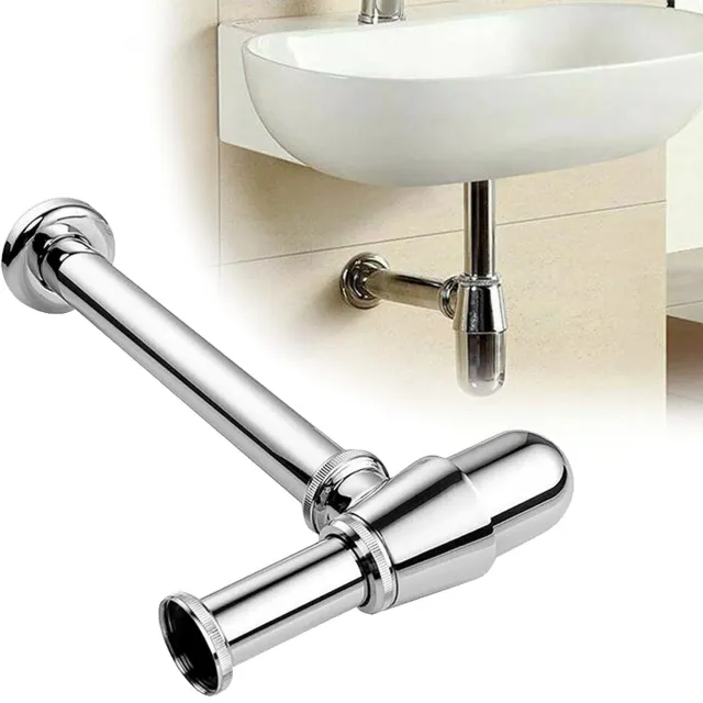 Bathroom Standard Basin Sink Pipe Luxury Modern Chrome Round Bottle Trap Waste