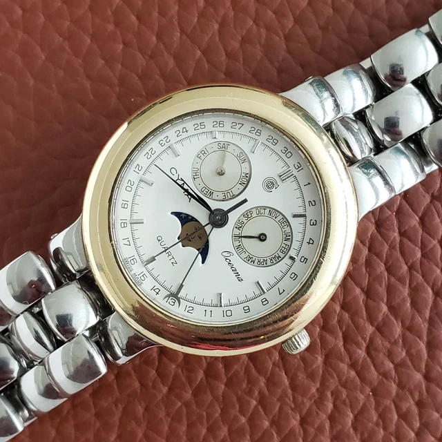 OROLOGIO ZODIAC TRIPLO Calendario Fasi Lunari 34MM Automatico Vintage
