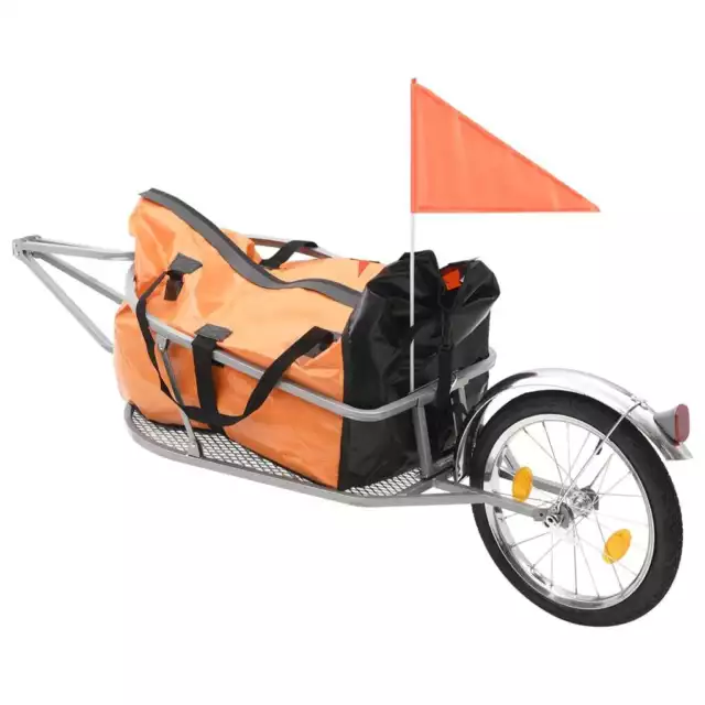 Remorque à bagages pour vélo avec sac Orange et noir vidaXL