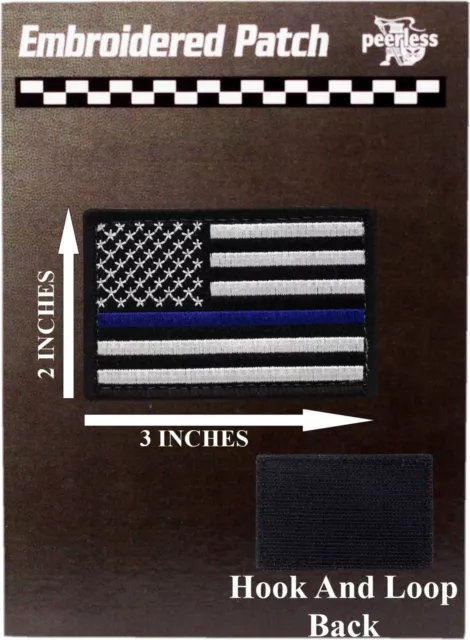 Blue Line Flag Patch Hook And Loop 2" x 3"