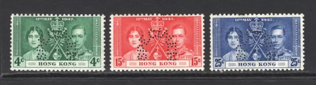 M11941 Hong Kong 1937 SG137S/9S - Coronation set perforated SPECIMEN