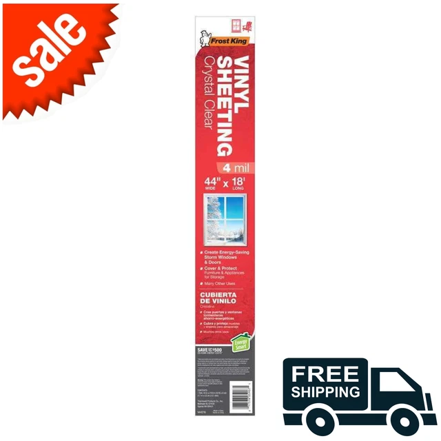 Plastic Sheeting Roll Vinyl Clear Moisture Proof Window Door 44" x 216" x 4 Mil