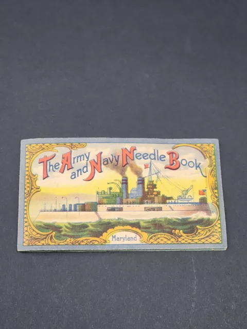 1920s Army & Navy Needle Book featuring The USS Iowa and  American Eagle