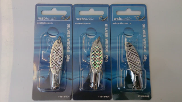 3 X WSB Silver Wedges Dexter Bass Mackerel Lures 11g 14g 21g