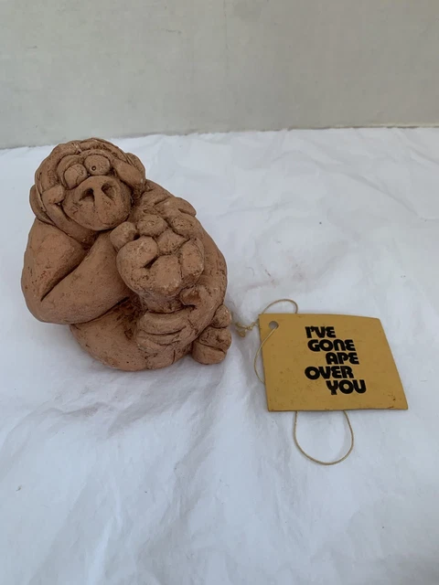Vtg Terra Cotta Ape Gorilla Sculpture Figurine 1973 Kersten Bros Pottery w tag