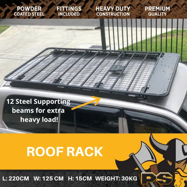 2.2M Steel Flat Roof Rack fit Toyota Prado 120 Series Rain Gutter Full Length