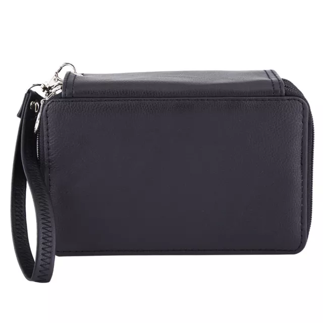 (Black)Pencil Case Multi-Layers 72 Slots PU Leather School Pencils Case Large