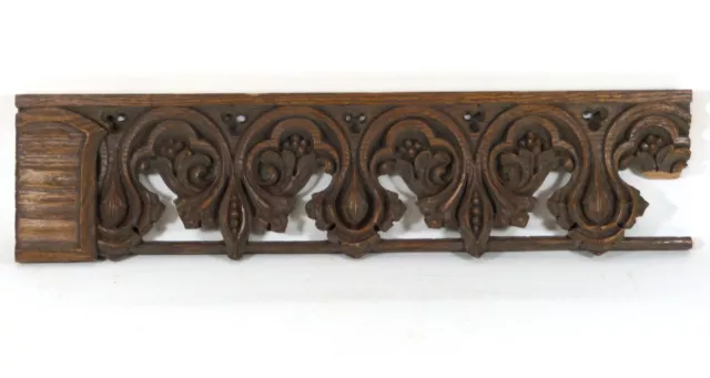 Antique Hand Carved Oak Architectural Salvage Trim Piece Floral Seed Pod 24 x 6"
