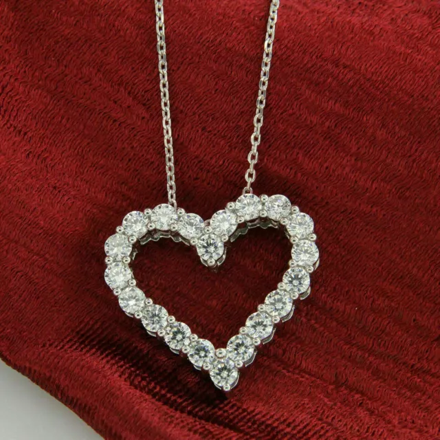 Women's 3.00 CT Round Cut Moissanite Heart Pendant Real 925 Sterling Silver