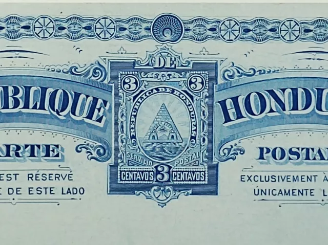 Republic de Honduras UPU Three Centavos Postal Stationery Card Mint Condition 2