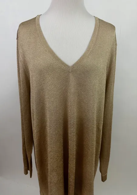 VINCE CAMUTO gold V-Neck Tunic Sweater Women's 3X