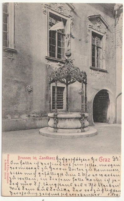 Graz, Landhaus, Brunnen, alte AK ca. 1900 - 1908 gel.