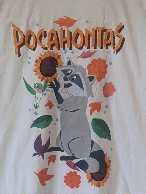 Walt Disney POCAHONTAS Meeko Long Sleeve T-Shirt  XL New Wht Grn Tye Die 2