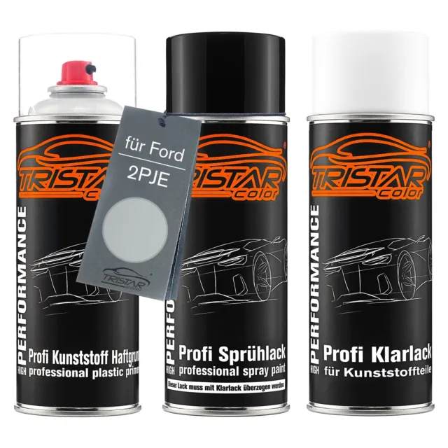 Autolack Spraydosen Set für Kunststoff für Ford 2PJE Moondust Silver Metallic