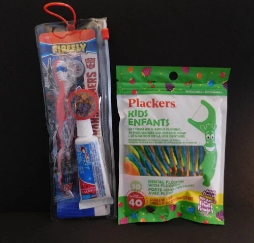 Firefly Transformers Kids Oral Care Travel Kit & Pack Of 40 Kids Plackers - NEW!