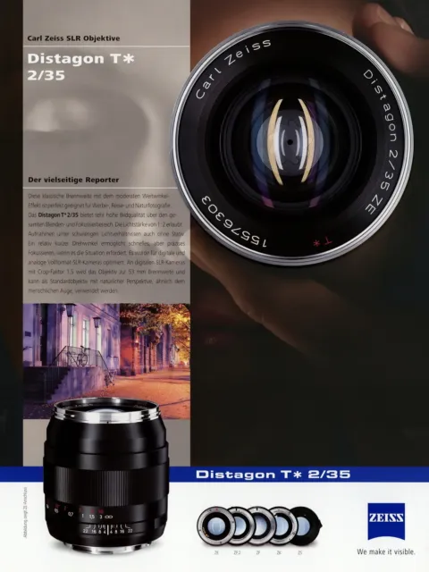 Zeiss folleto hoja de datos cámara objetivo Distagon T 2/35 2010 folleto lente