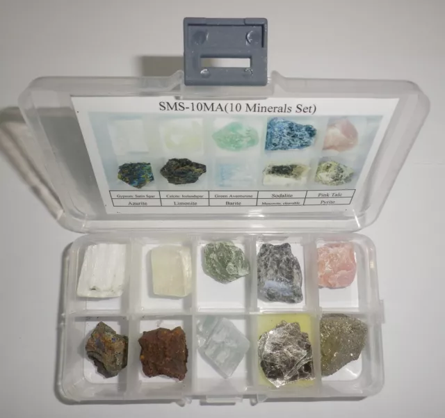 10 Mineral Stone Specimen Set A Collection Box Kit Teaching Aid SMS10MA