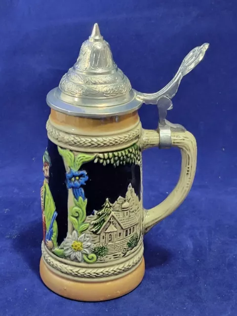 Original Gerzit Hand Painted Beer Stein Pewter Lid ~ Vintage And Beautiful