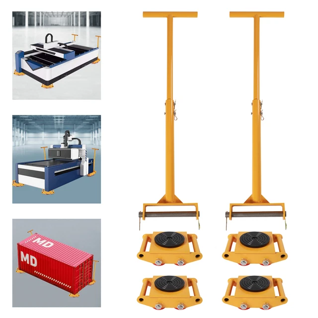 4Pcs Heavy Equip Machine Dolly Skate Machinery Roller Mover Cargo Trolley 6Ton