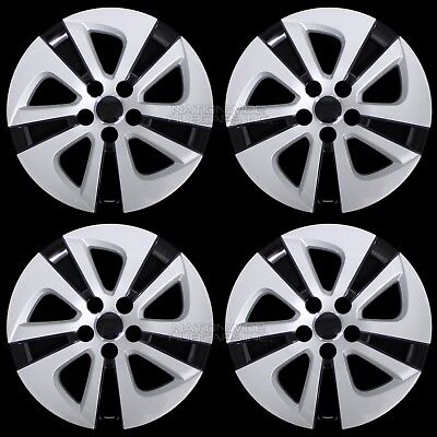4 Silver & Black 2016-2021 Toyota Prius 15" Wheel Covers Hub Caps Full Rim Skins