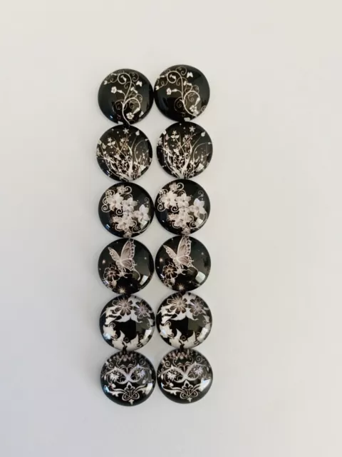 6 Pairs Of 12mm  Cabochons #965