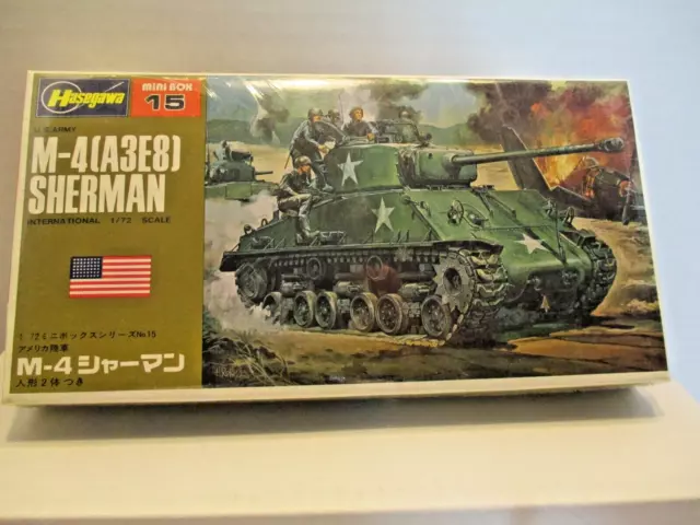 Hasegawa Mini Box 15 M-4{A3E8} Sherman Tank Model Kit 1/72  Complete SEALED Kit