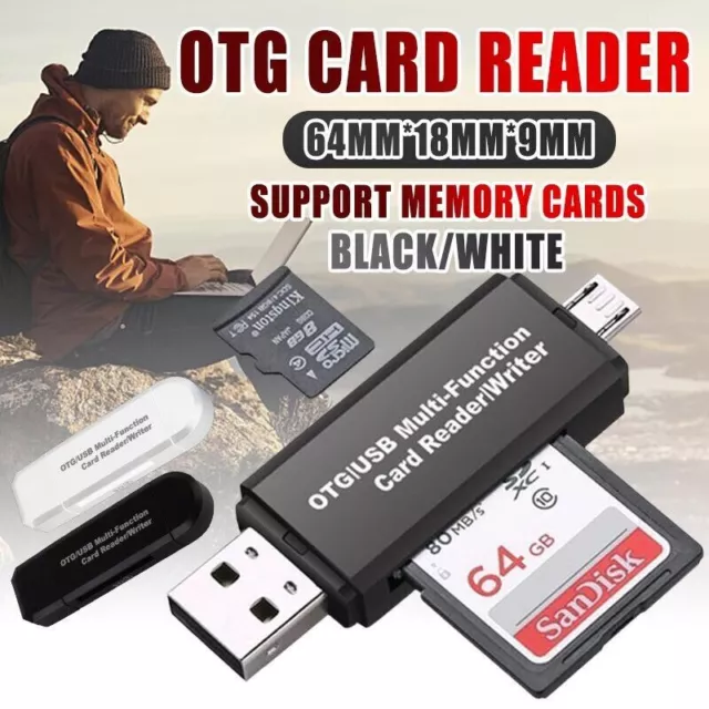 Micro USB OTG to USB 2.0 Adapter SD TF Micro Card Reader For PC Mobile Phone AU