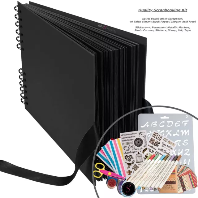 Photo Album Scrapbook Kit, 40 Black Pages 250gsm ~ unboxed