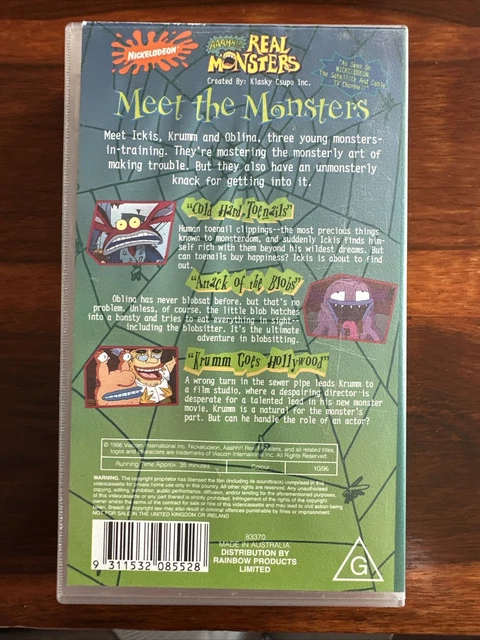 AAAHH!!! REAL MONSTERS VHS - Meet The Monsters - 90s Nickelodeon ...