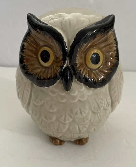 Otagiri Mid Century OMC Japan Owl Bird Ceramic Piggy Coin Bank 1979 Handpainted