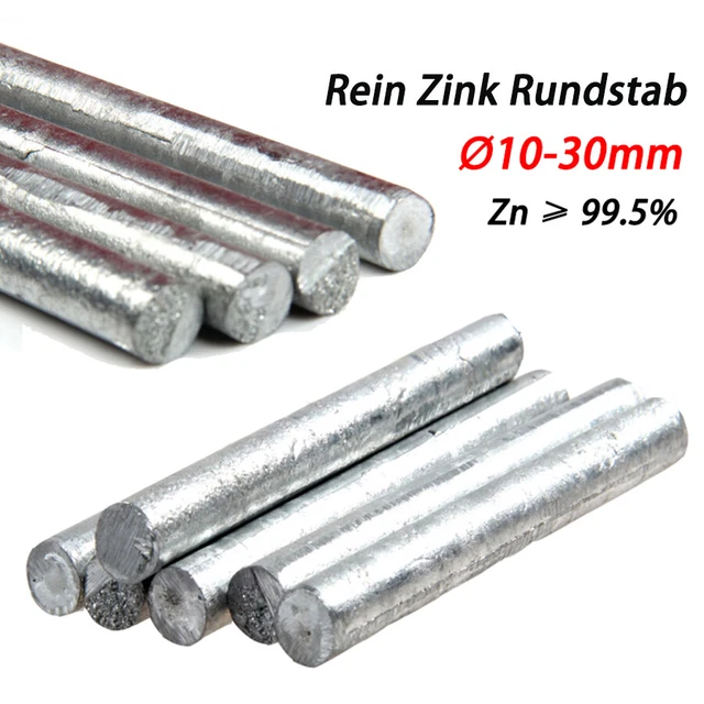Hochreiner industrieller Zinkstab aus Metall – massiver Rundstab, Länge 100–500 mm, Durchmesser 2–120 mm(100x2mm