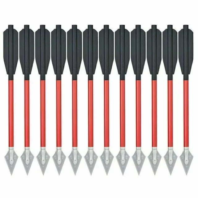 12pcs 6.7inch Aluminum Arrows Bolts Replaceable Hunting Broadheads Archery Bolts