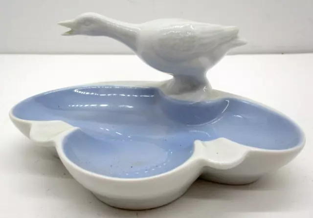 Vintage Gerold Porzellan Bavaria West Germany Blue & White Goose Ashtray 7510