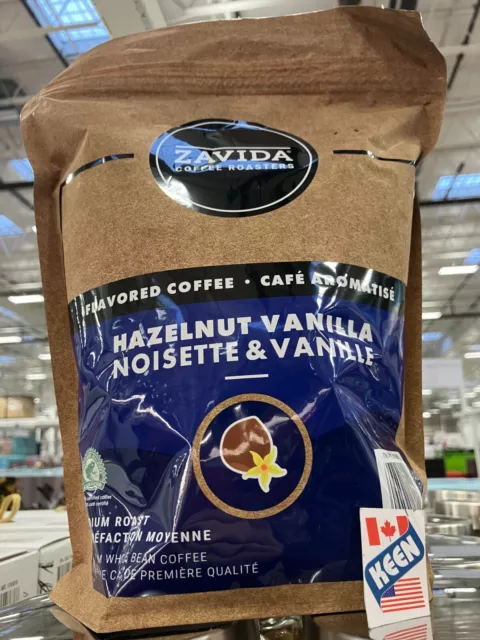 Zavida Hazelnut Vanilla Whole Bean Coffee, 907 g/ 2 LB, Exp:2024DE01